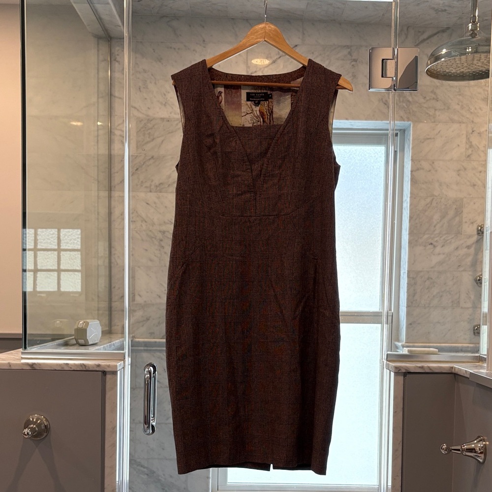 Ted Baker Burgundy Plaid Midi Dress